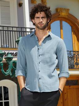 CAHOOT - Sky Blue Breezy-Weave Shirt