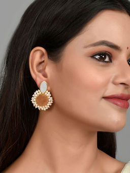 Silvermerc Designs - Gold Plated Circular Fancy Stylish Stone Earrings