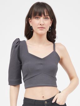 Kibo - Grey Polyester Crop Top