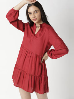 RAREISM - Red Solid Plain Dress