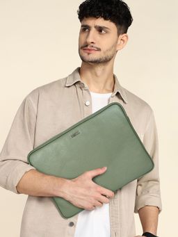 Sassora - Premium Leather Slim Laptop Bag - Green (M)