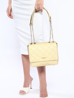 Sassora - Premium Genuine Leather Medium Sling Bag - Beige (M)
