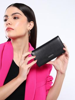 Sassora - Genuine Leather RFID Blocking Large Stylish Wallet - Black (L)