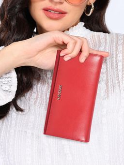 Sassora - Genuine Leather RFID Blocking Large Stylish Wallet - Red (L)