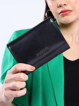 Sassora - Genuine Leather RFID Blocking Tri-Fold Wallet - Black (M)