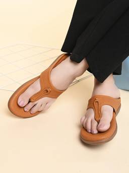 XE Looks - Women'S Tan Slip-On Comfort Sandals