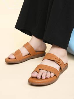 XE Looks - Women'S Tan Double-Adjustable Straps Sandals