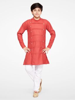Jeetethnics - Boys Red Kurta Pyjama (Set of 2)