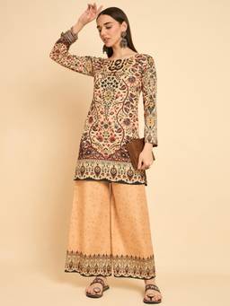 Gahan - Cream Rayon Digital Print Kurta & Palazzo