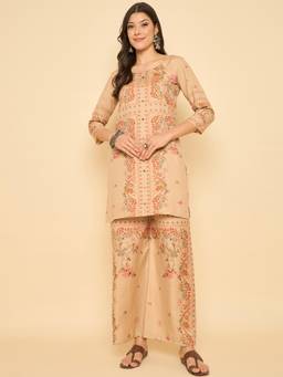 Gahan - Peach Rayon Digital Print Kurta & Palazzo