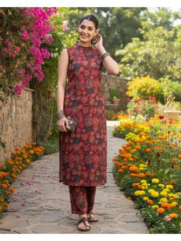 Gahan - Maroon Rayon Digttal Print Kurta & Palazzo