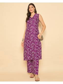 Gahan - Purple Rayon Digital Print Kurta & Pant