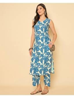 Gahan - Blue Rayon Digital Print Kurta & Pant