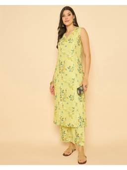 Gahan - Lime Rayon Digital Print Kurta & Pant