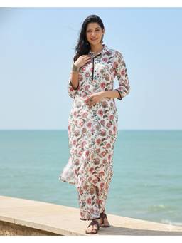 Gahan - White Rayon Digital Print Kurta & Palazzo