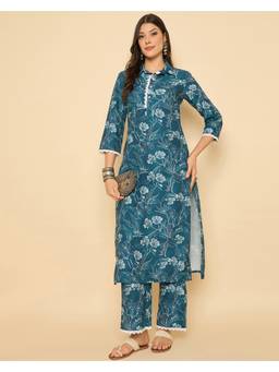 Gahan - Blue Rayon Digital Print Kurta & Palazzo