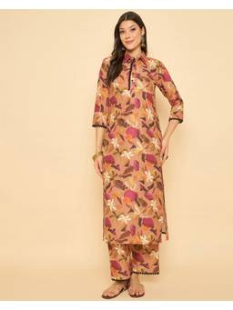 Gahan - Peach Rayon Digital Print Kurta & Palazzo