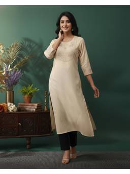 Gahan - Cream Gadwal Thread Embroidered Kurta