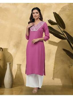 Gahan - Pink Gadwal Zari Mirror Embroidered Kurta