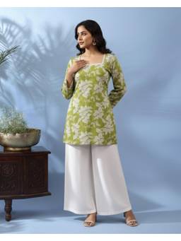 Gahan - Green Cotton Floral Printed Kurta