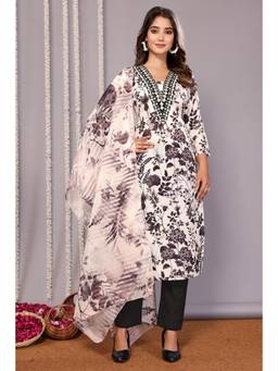Gahan - Womens Cotton Blend Floral Embroidered Straight Kurta & Pant with Dupatta