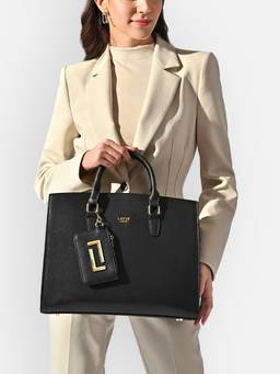 Lavie Luxe - Women Black Eliza 27 Tote Bag with Detachable Strap and Pouch (L)