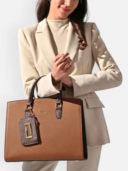 Lavie Luxe - Women Tan Eliza 27 Tote Bag with Detachable Strap and Pouch (L)