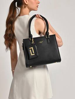 Lavie Luxe - Women Black Duo Quad27 Shoulder Bag with Detachable Strap and Pouch (M)