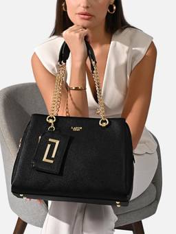 Lavie Luxe - Women Black Ashley Shoulder Bag with Detachable Strap and Pouch (L)