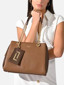 Lavie Luxe - Women Brown Ashley Shoulder Bag with Detachable Strap and Pouch (L)