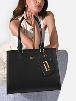 Lavie Luxe - Women Black Duo Quad Tote Bag with Pouch (L)