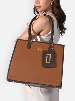 Lavie Luxe - Women Tan Duo Quad Tote Bag with Pouch (L)