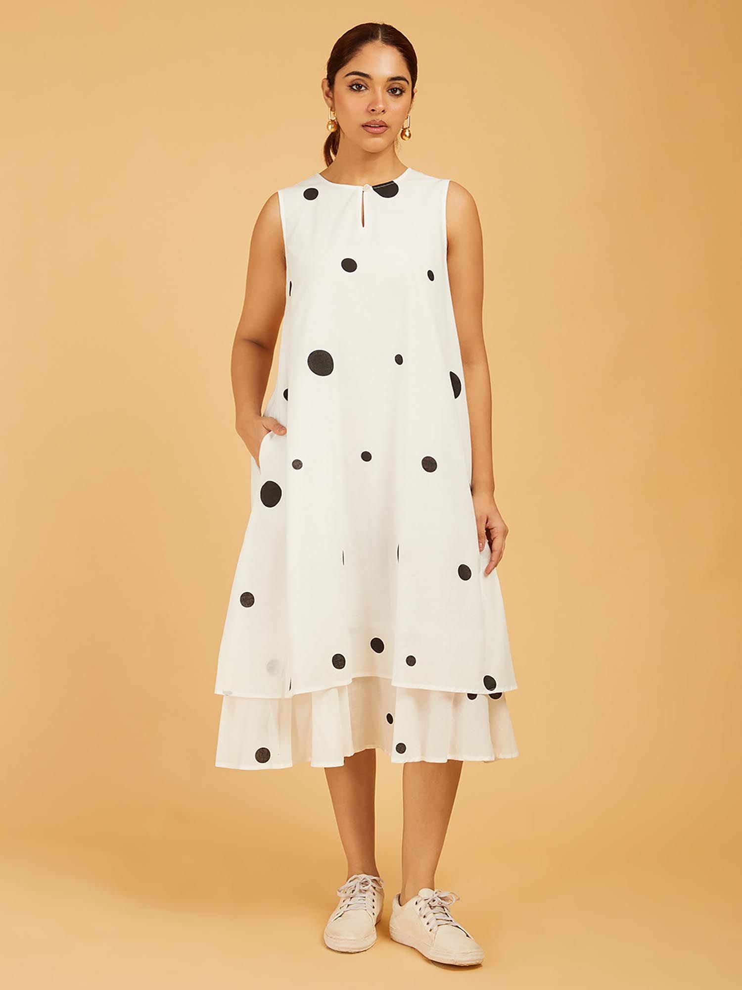 Printed Cotton Layered Dress-image-16