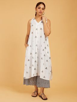 Cyan - Monochromatic Premium Cotton Print Kurta