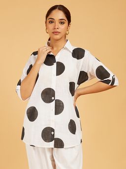 Cyan - Bold Polka Premium Cotton Shirt