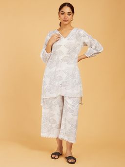 Cyan - Floral Print Tunic