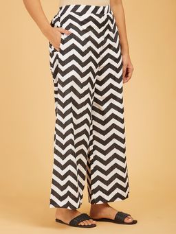 Cyan - Bold Chevron Premium Cotton Palazzo