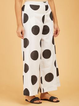 Cyan - Bold Polka Dots Cotton Palazzo