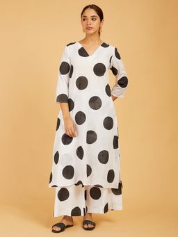 Cyan - White Bold Print Kurta