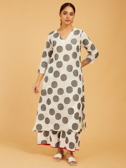 Cyan - White Polka Dot Kurta