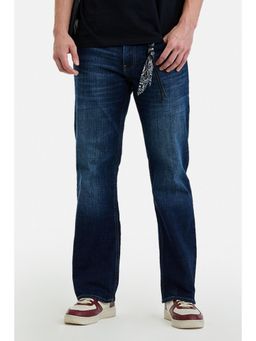 Snitch - Dark Blue Washed Bootcut Casual Jeans for Men
