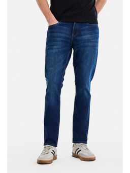 Snitch - Dark Blue Washed Slim Casual Jeans for Men