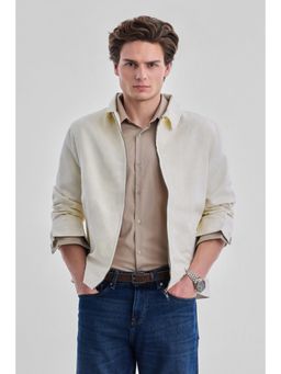 Snitch - Off-White Embroidered Full Sleeves Regular Casual Jacket for Men