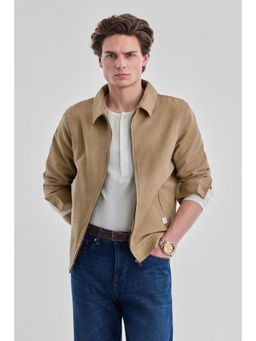 Snitch - Beige Embroidered Full Sleeves Regular Casual Jacket for Men