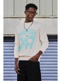 Snitch - Grind Cream Printed Full Sleeves Oversized Casual Sweater for Men