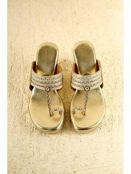 SANDALWALI - Aishwarya Gold Braided Wedges