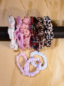 JEWELZ - Women Multi-Color Printed Cotton Premium Elastic Scrunchies