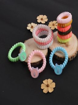 JEWELZ - Women Multi-Color Solid Spiral Hair Ties