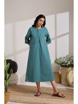 Vasstram - Scoop Placket Dress- Checks