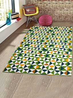 Saral Home - Cotton Printed Carpet (Green, 120X180 cm)